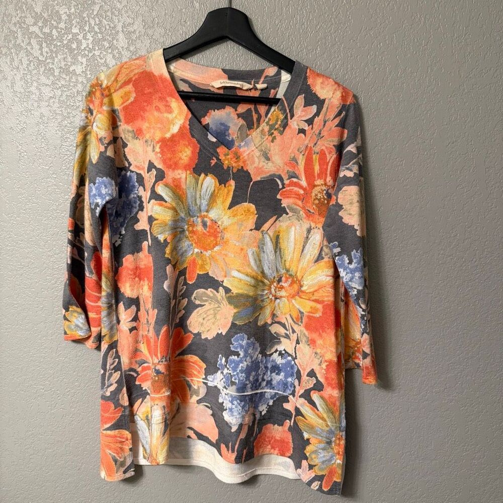Soft Surroundings Floral Sweater Size Petite Medium